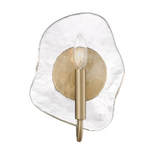  1140-1W MBS-HWG - Samara MBS 1 Light Wall Sconce in Modern Brass with Hammered Water Glass Shade